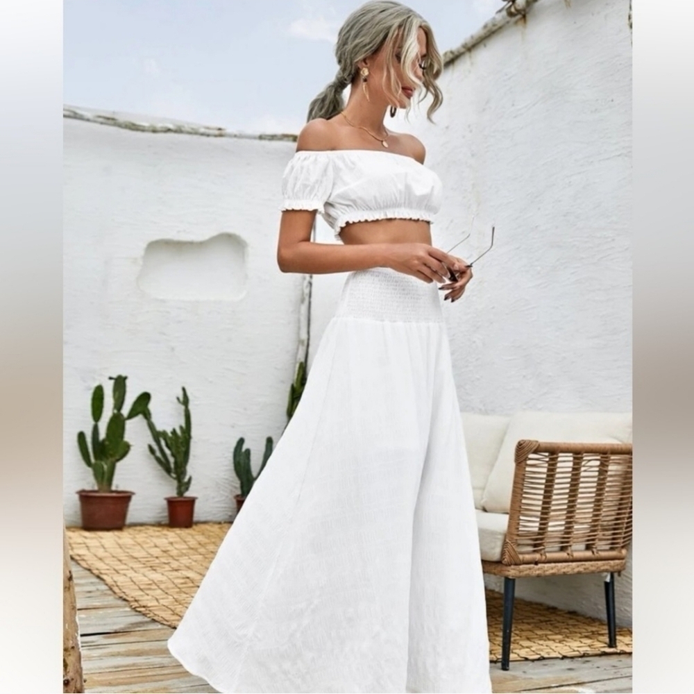 Shein Two Piece Set  Skirt And Top White Size Large NWOT